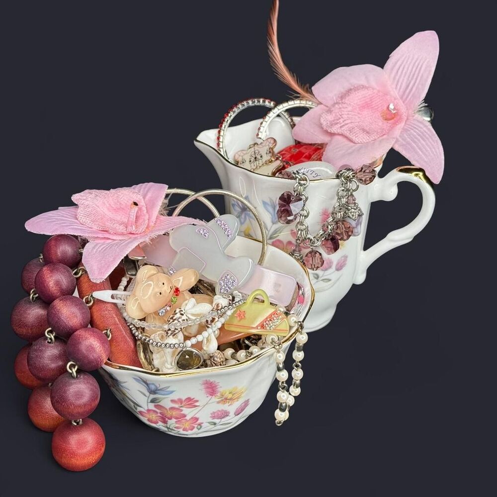 Mystery Vintage Jewelry Jar Royal Fine Bone China Imperial Bowl & Creamer Set